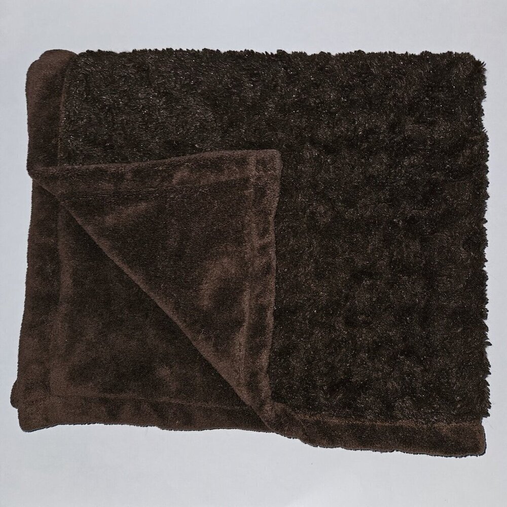 RN 119741 Solid Brown Fleece Baby Blanket Rosette SL Home Fashion 30x37 READ